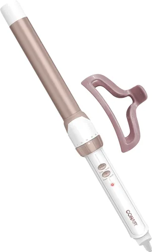Conair Varita Rizador de Cerámica Doble de 1 Pulgada con Pinza, Produce Olas Impecables, Rizador para Usar en Cabello Mediano y Largo, Rizador con