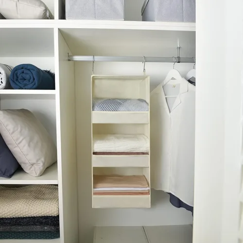 Miniatura 7 de GRANNY SAYS Organizador colgante de 3 estantes, almacenamiento plegable para colgar en el armario, estantes colgantes para armarios y armarios de 3