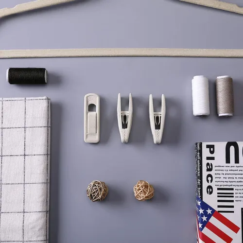 Miniatura 8 de Trgowaul Perchas de terciopelo - Clips fuertes para pantalones delgados (20 unidades, beige)