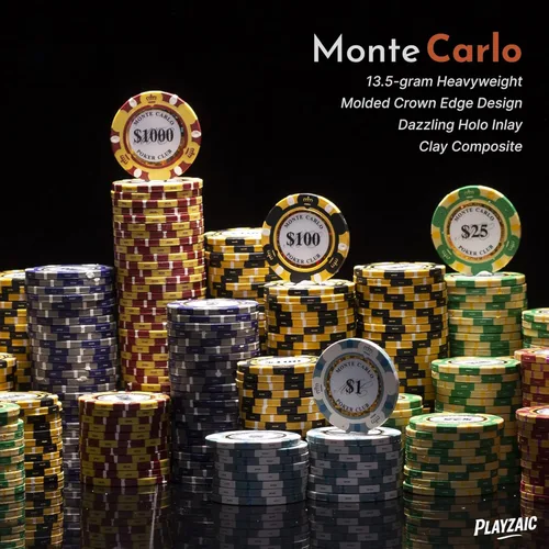 Miniatura 4 de Tournament - Fichas de póquer compuestas de arcilla Monte Carlo a granel – 0.48 oz de calidad de casino de lujo con incrustaciones holográficas