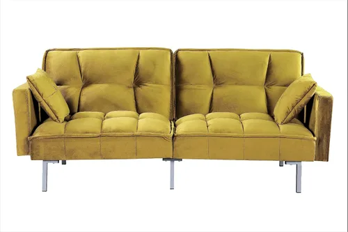 Miniatura 9 de Container Furniture Direct Regal - Sofá cama convertible de terciopelo con estilo de mediados de siglo, diseño copetudo y patas de metal, ideal