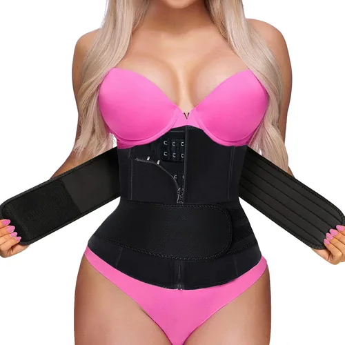 Miniatura 7 de GainKee, corsé para cinturón de clip y cremallera para mujer, neopreno, chaleco de sudor para dar forma al cuerpo Cinturón negro