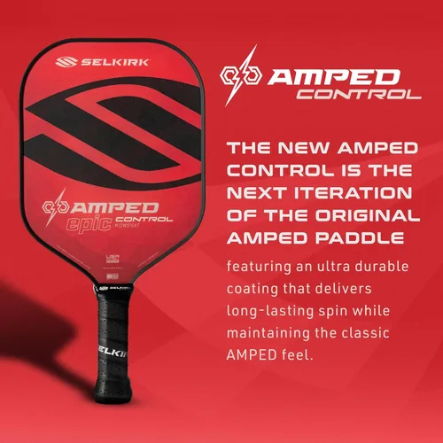 Miniatura 2 de Selkirk Sport Amped Control Pickleball Paddle Precision & Control Fiberglass Pickleball Paddles 16mm X5 Core Made in USA Rojo Ligero