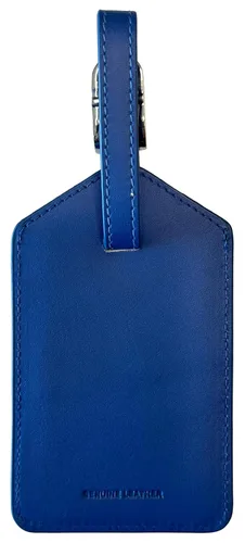Miniatura 3 de Etiqueta de equipaje de cuero de grano superior genuino azul cobalto
