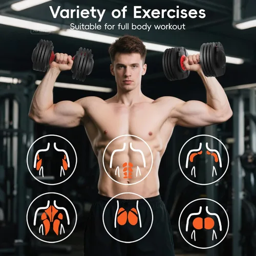 Miniatura 5 de New Upgraded Adjustable Dumbbell Set of 2 (52.5 lbs/25 lbs), 15/9 Weights Dumbbell Set with Safe Locking System, Quick Adjustable Dumbbells For Men