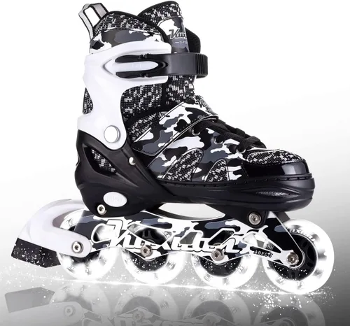 Kuxuan Patines en línea ajustables para niños con ruedas iluminadas, divertidos patines iluminadores para niños, niñas y jóvenes