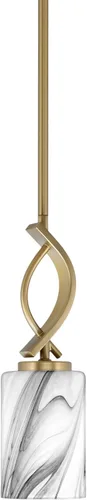 Miniatura 46 de Toltec Lighting Cavella Stem Colgado Mini colgante, acabado grafito, vidrio de muselina blanca de 4 pulgadas