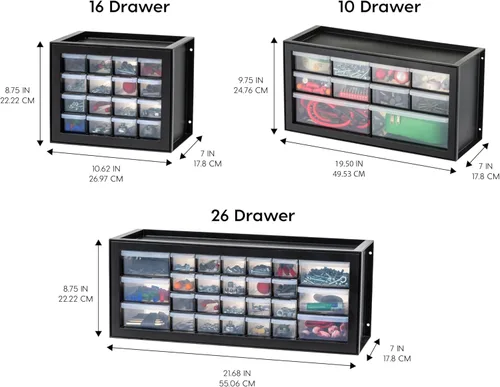 Miniatura 4 de IRIS USA Cajones de almacenamiento pequeños de plástico, 10 cajones - 2 paquetes, caja de herramientas para maestros apilable, organizador de piezas