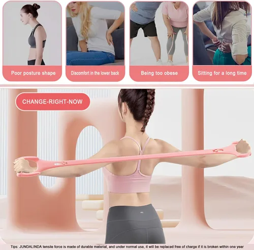 Miniatura 4 de Figura 8 bandas de resistencia de fitness con asas de 20 libras, banda de ejercicio para brazos, hombros, espalda, piernas, estiramiento, pilates