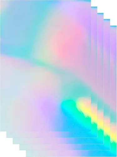 20 hojas de papel adhesivo holográfico de 8.5 x 11 pulgadas, imprimibles impermeables, hojas de vinilo arcoíris para impresora de inyección de tinta