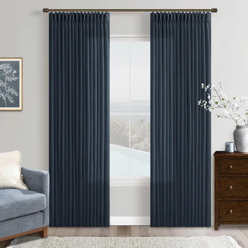 Miniatura 31 de TWODRAPES Cortinas de Lino Plisadas con Pinza Beige Blancas de 54 Pulgadas de Largo 2 Paneles para Comedor Cocina Dormitorio Plisadas Semi