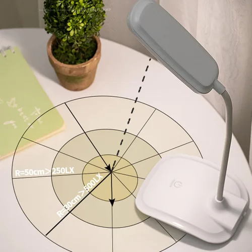 Miniatura 9 de Lámpara de escritorio LED con carga USB, lámpara de mesa para escuela, hecha de plástico (blanco)