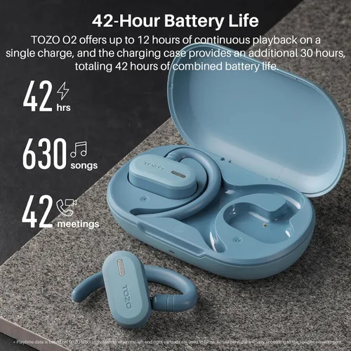 Miniatura 6 de TOZO O2 Auriculares Inalámbricos True Open Ear Ligeros con Ajuste Multi-Ángulo, Auriculares Bluetooth 5.3 con Diseño de Doble Eje para Comodidad Azul