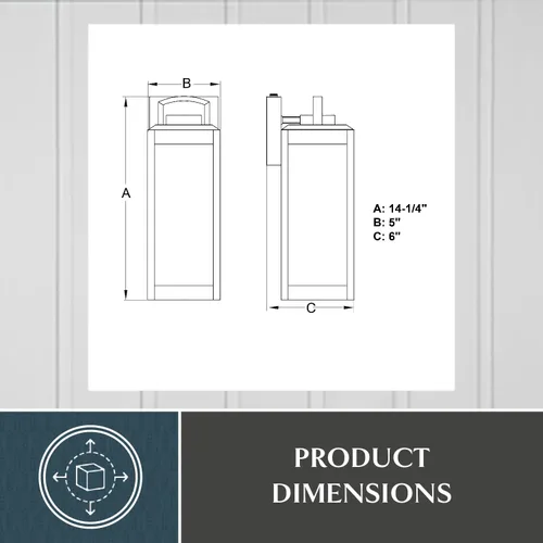 Miniatura 4 de VAXCEL Kinzie - Lámpara de porche para exteriores, 5 pulgadas de ancho x 14.25 pulgadas de alto, linterna negra para exteriores, moderna lámpara