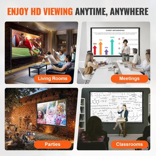 Miniatura 6 de VEVOR Pantalla de Proyector con Soporte, Pantalla de Película al Aire Libre de 100 Pulgadas 16:9 4K 1080 HD con Soporte, Pantalla de Proyección Sin