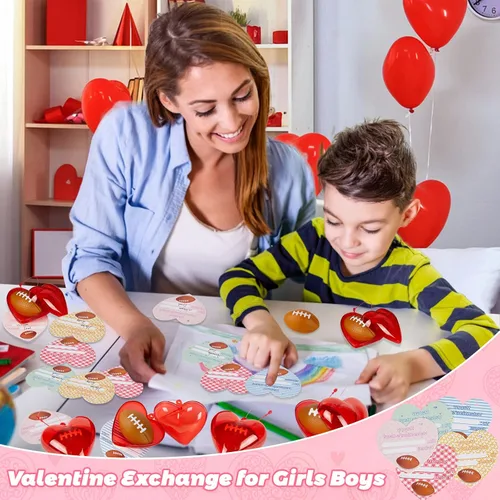 Miniatura 5 de WELLVO Regalos para el día de San Valentín para niños, escuela, paquete de 28 regalos de fiesta de fútbol de San Valentín para niños y niñas, mini
