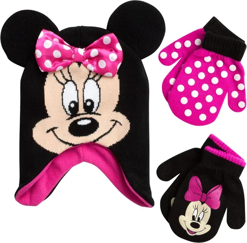Disney Girls Minnie Mouse and Vampirina Winter Hat and 2 Pair Mitten or Glove Set ToddlerLittle Girl