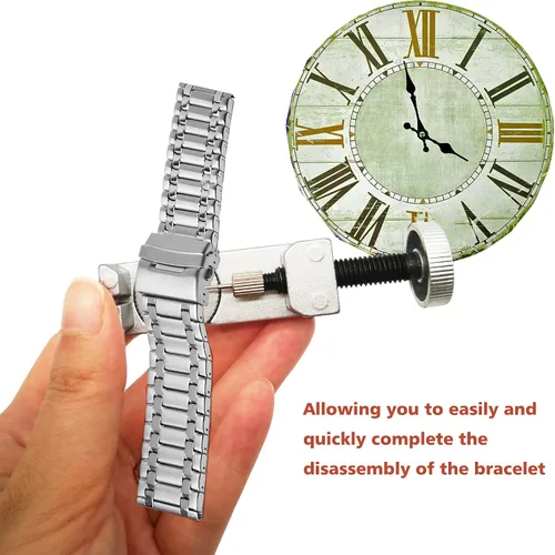 Miniatura 4 de Sdanart Kit de herramientas de extracción de eslabones de reloj, herramienta de extracción de pines de reloj con 10 pines adicionales para removedor