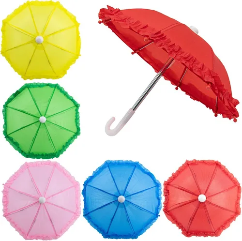 Framendino, Paquete de 5 mini paraguas de 11 pulgadas para decoración de fotografía del hogar, plantas al aire libre, varios colores del arco iris