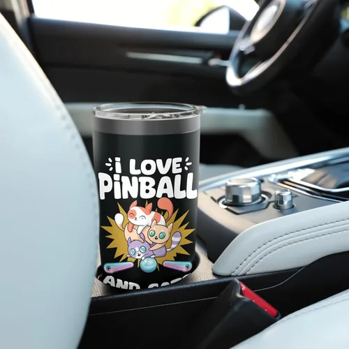 Miniatura 6 de Pinball and Cats 90s Nostalgia Pinball Wizard Pet Cat Lover Stainless Steel Insulated Tumbler