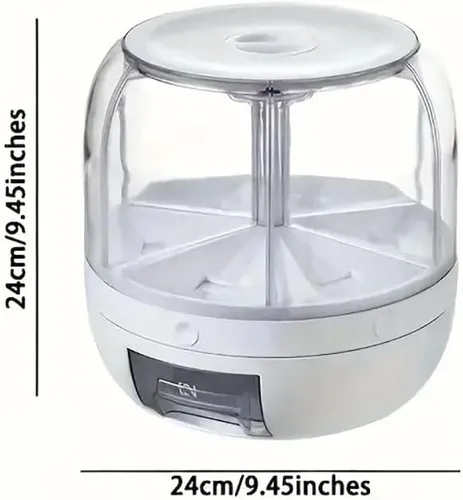 Miniatura 4 de Contenedor giratorio de almacenamiento de granos, dispensador de arroz, recipiente de arroz de 6 compartimentos, dispensador de alimentos giratorio