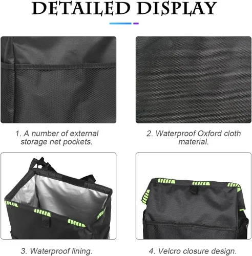 Miniatura 4 de Fekey&JF Bote de basura colgante para coche con bolsillos de almacenamiento, bolsa de basura impermeable y a prueba de fugas Oxford para automóvil