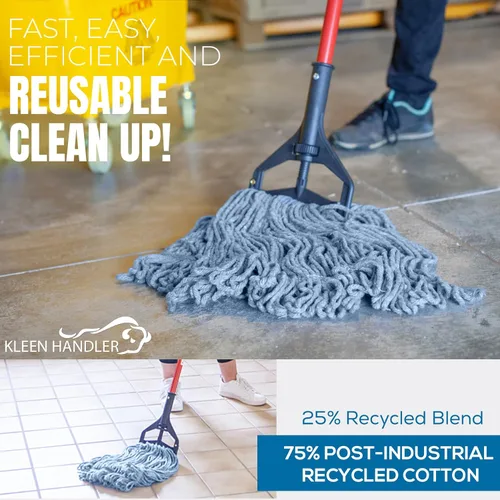 Miniatura 5 de KLEEN HANDLER Heavy Duty - Repuesto de cabezal de trapeador comercial, de algodón industrial húmedo, de algodón industrial húmedo, repuesto