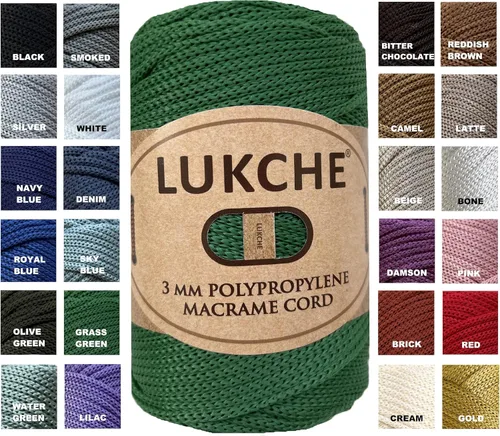 Miniatura 35 de Cordón de macramé de poliéster premium de 3 mm (134.72 metros), (250 g) 100% cuerda de macramé de polipropileno, hilo de crochet de macramé colorido