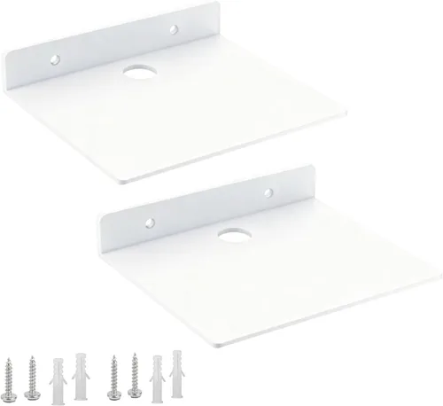 Miniatura 11 de Estante pequeño para pared, 5 pulgadas, estantes flotantes de metal para eco, cámaras, estantes de montaje en pared para altavoces pequeños