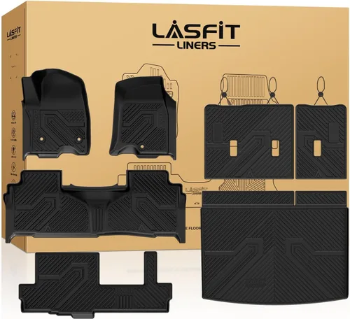 Miniatura 59 de LASFIT Juego completo de tapetes de elastómero termoplástico para todo tipo de clima de ajuste personalizado para automóviles, de 1ª y 2ª fila, 3