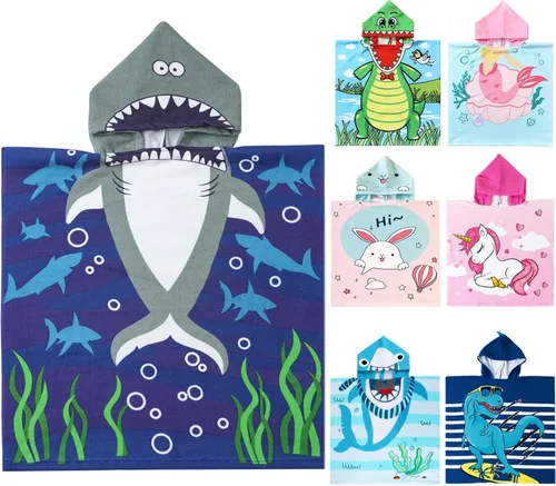 Miniatura 27 de NovForth Toalla de Playa para Niños y Niñas, Envoltorio de Toalla de Baño con Capucha de Cocodrilo, Toalla de Piscina para Niños Pequeños con Capucha