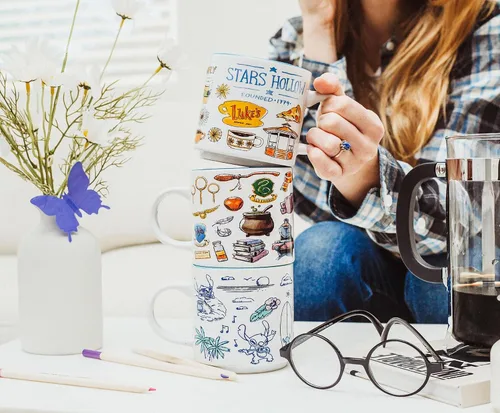 Miniatura 6 de Taza de cerámica con iconos de Gilmore Girls de Stars Hollow Taza grande de café para espresso, cafeína, bebidas, artículos esenciales