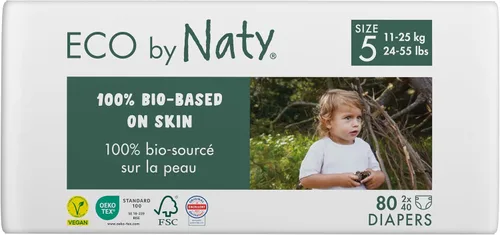 Miniatura 11 de Eco by Naty - Pañales ecológicos a base de plantas, ideales para pieles sensibles del bebé y ayuda a prevenir fugas (talla 6, 102 unidades)