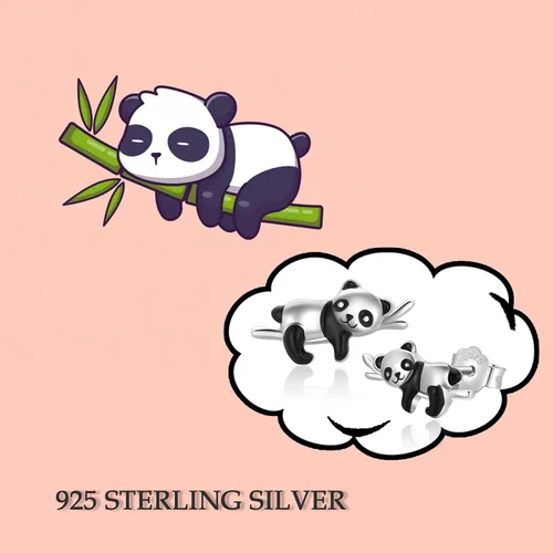 Miniatura 2 de Pendientes de animal de plata de ley 925 con diseño de pandakoalaperezoso, joyería de animales, regalo para mujeres y niñas, aretes hipoalergénicos
