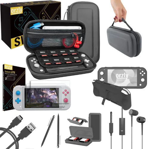 Miniatura 11 de Orzly Accessories Bundle Compatible for use with Nintendo Switch Lite - Protective Case & Screen Protector, USB Cable, Games Holder, Grip Case, Coral