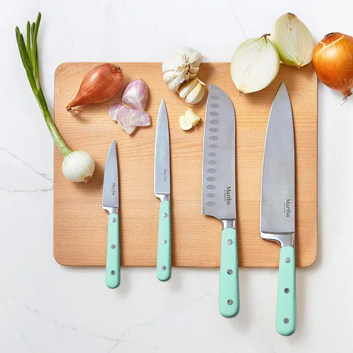 Miniatura 7 de Martha Stewart Eastwalk - Juego de 14 cuchillos de acero inoxidable de alto carbono con mango forjado triple remachado de ABS, bloque de madera