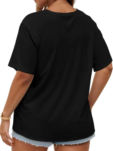 Miniatura 4 de Blusas de Talla Grande Casuales Camisetas Oversized para Mujeres Ajuste Holgado Cuello Redondo Blusas Camisetas Básicas de Verano Tees