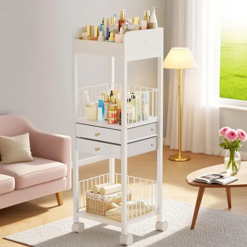Miniatura 7 de Organizador de maquillaje, carrito de almacenamiento, organizador de cuidado de la piel con 2 cajones, organizador de maquillaje para cosméticos