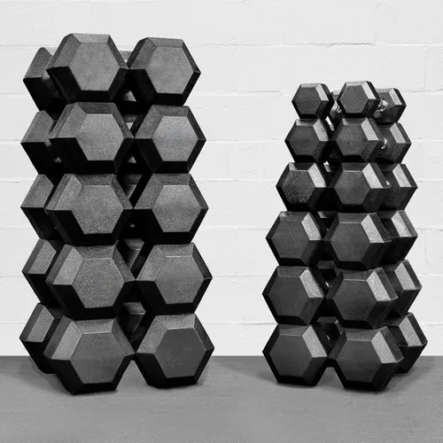 Miniatura 7 de METIS Mancuernas hexagonales [par] Pesas libres con revestimiento de goma premium para entrenamientos en casa y gimnasio Juego completo