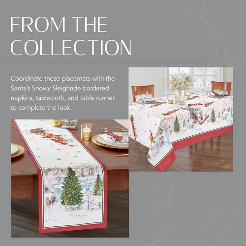 Miniatura 5 de Elrene Home Fashions Manteles Individuales de Tela Santa Snowy Sleighride, Decoración de Mesa de Navidad, 13" An x 19" L, Juego de 4