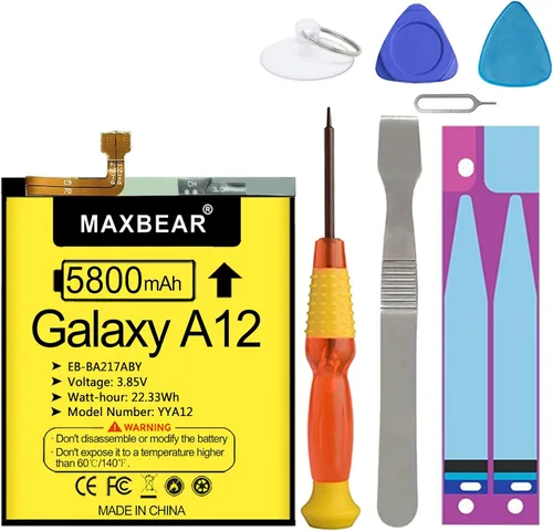 Miniatura 7 de MAXBEAR - Batería para Galaxy A12, (actualizada) 5800mAh 3.85V, batería de repuesto de polímero de litio EB-BA217ABY para Samsung Galaxy A12