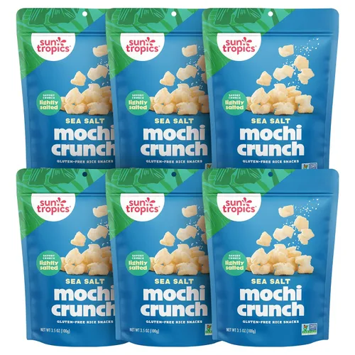 Miniatura 12 de Sun Tropics Mochi Snack Bites, sabor a curry dorado, 3.5 onzas (paquete de 6) Bocaditos crujientes de Mochi crujientes, pepitas de arroz
