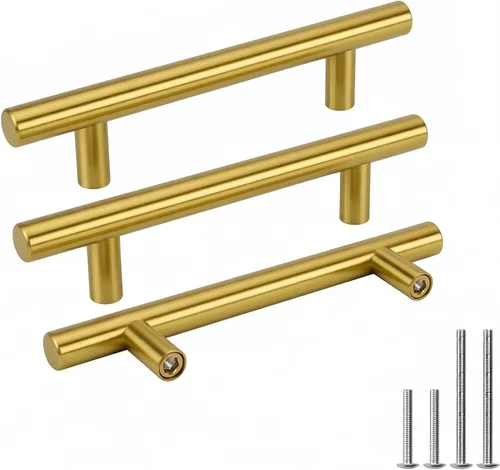 Miniatura 9 de Goldenwarm Paquete de 15 manijas doradas de 2-1/2 pulgadas, tiradores de gabinete de latón cepillado, manijas doradas para cajones de cocina