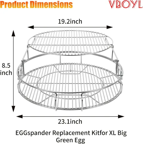 Miniatura 2 de Kit de repuesto mejorado de 5 piezas para Big Green Eggspander, incluye parrilla multifunción para parrilla, cesta de conveggtor, hecho de acero