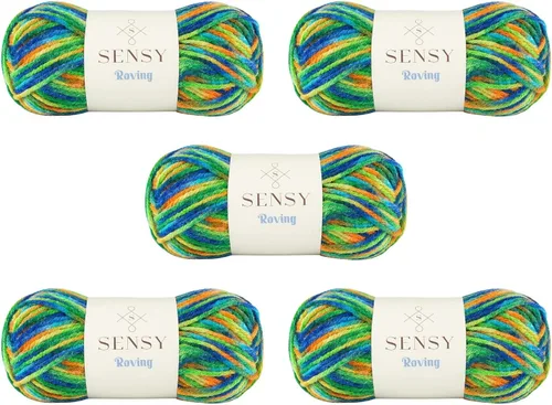 Miniatura 76 de Sensy Roving - Ovillo de lana multicolor, 3.5 onzas, 132 yardas, calibre 5, voluminoso (otoño)