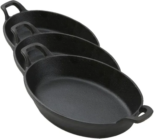 Miniatura 3 de American Metalcraft CIPOV9567 - Cacerola ovalada de hierro fundido con asas, 12 pulgadas de largo x 6.75 pulgadas de ancho, color negro