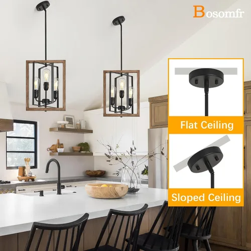 Miniatura 7 de Candelabro de 3 luces para entrada, moderna lámpara de granja para vestíbulo, dormitorio, luces colgantes rústicas para comedor, sala de estar, isla