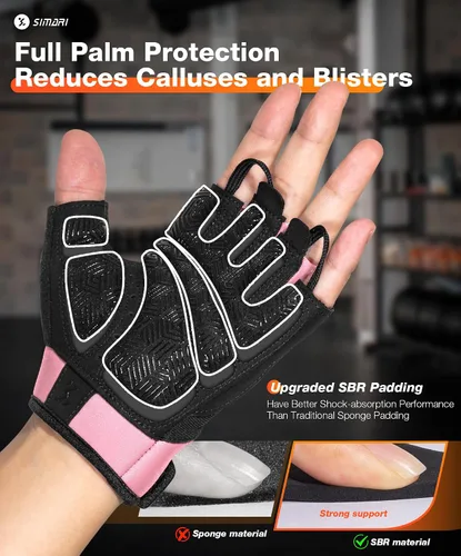 Miniatura 2 de SIMARI Guantes transpirables de entrenamiento para hombres y mujeres, guantes de levantamiento de pesas con acolchado, agarre, protección completa