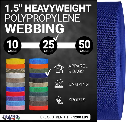 Miniatura 34 de Strapworks Heavyweight Polypropylene Webbing - Heavy Duty Poly Strapping for Outdoor DIY Gear Repair, 1.5 Inches