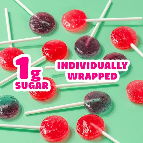 Miniatura 8 de SmartSweets Paletas, 3oz, sabor a frambuesa azul y sandía, caramelo duro con bajo contenido de azúcar (1g), bajo en calorías (40), sin edulcorantes
